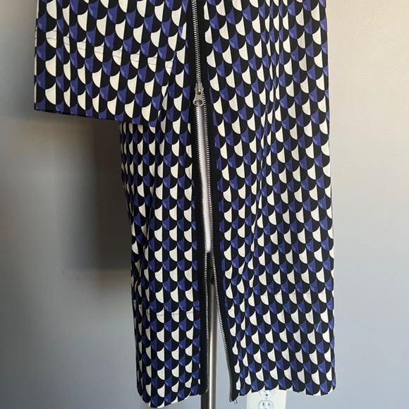 J. Crew Jet Set Geo Shift Career 3/4 Sleeve‎ Casual Geometric Zip Midi Dress 2 - Picture 9 of 16